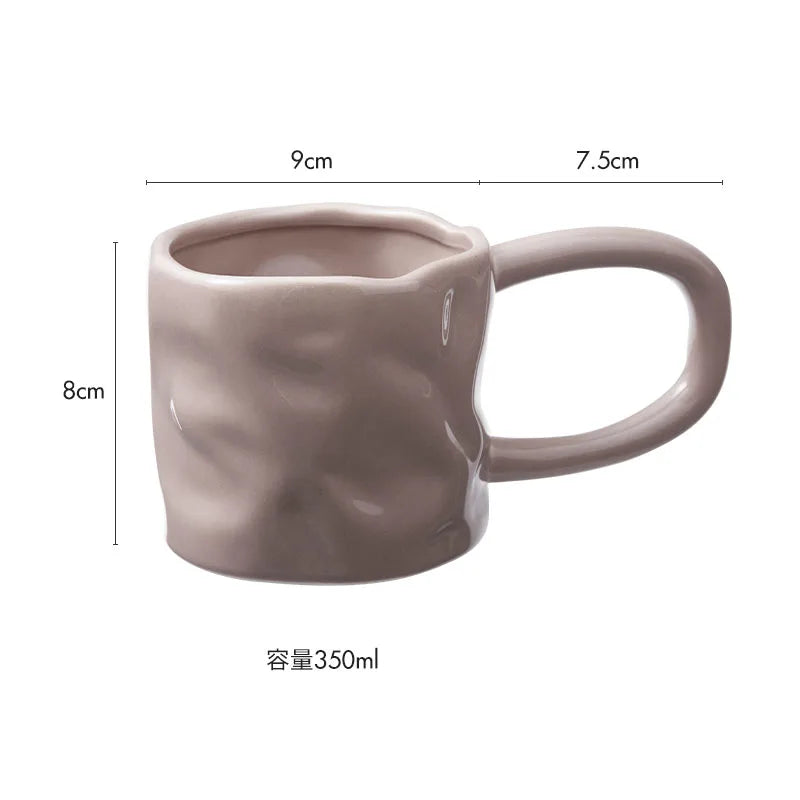 Creative Irregular Ceramic Mug Office Large Handle Coffee Mug Milk Cup Breakfast Cup Household Couple Water Cups Milk Tea Cup