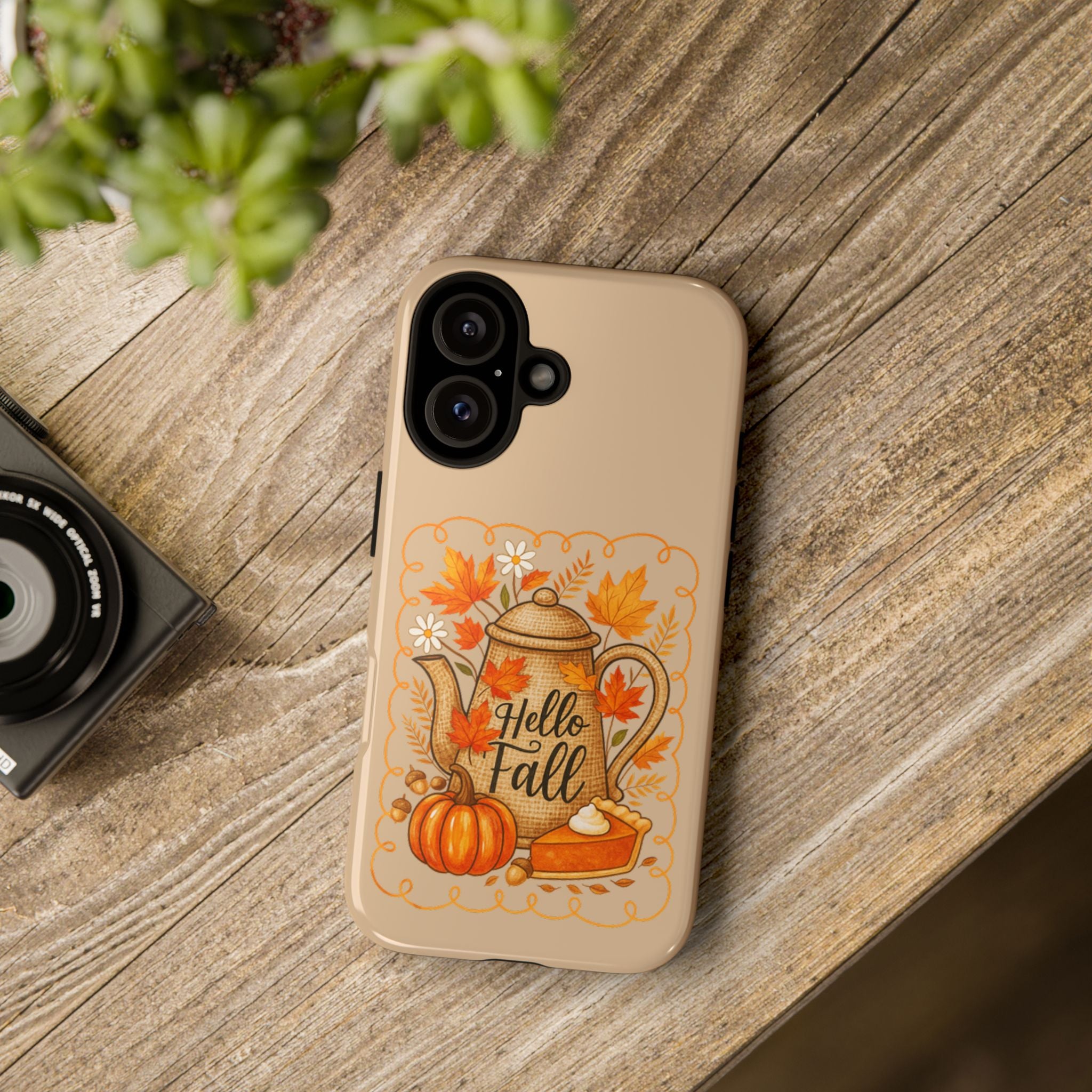Fall-Themed Phone Case, Autumn Decor Case, Hello Fall Phone Cover, Gift for Her, Seasonal Mobile Accessory