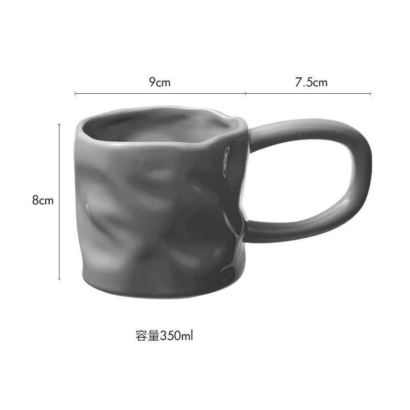 Creative Irregular Ceramic Mug Office Large Handle Coffee Mug Milk Cup Breakfast Cup Household Couple Water Cups Milk Tea Cup