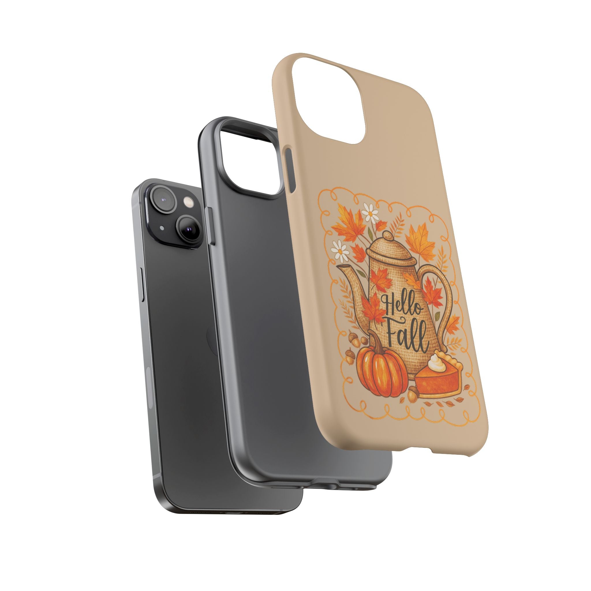 Fall-Themed Phone Case, Autumn Decor Case, Hello Fall Phone Cover, Gift for Her, Seasonal Mobile Accessory