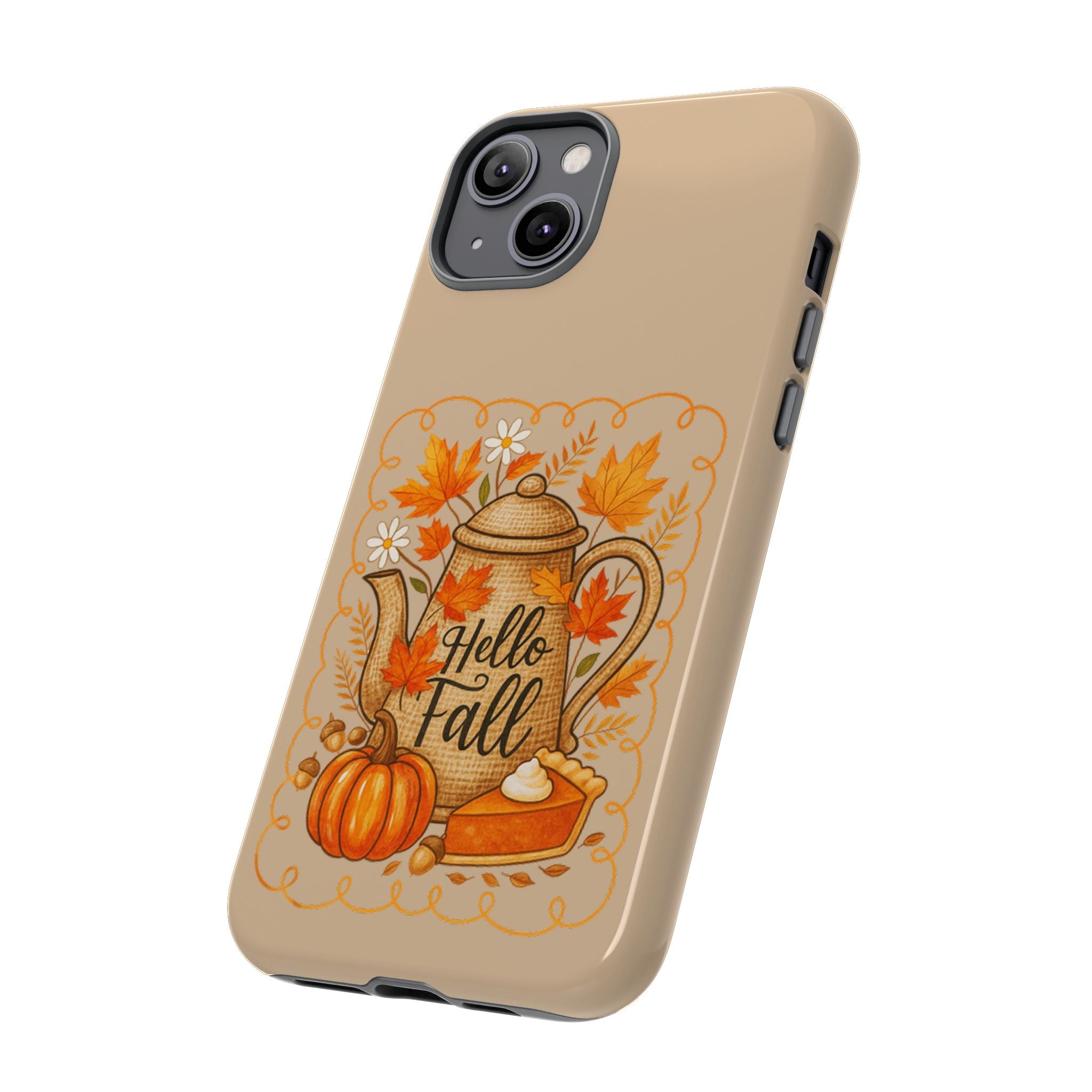Fall-Themed Phone Case, Autumn Decor Case, Hello Fall Phone Cover, Gift for Her, Seasonal Mobile Accessory