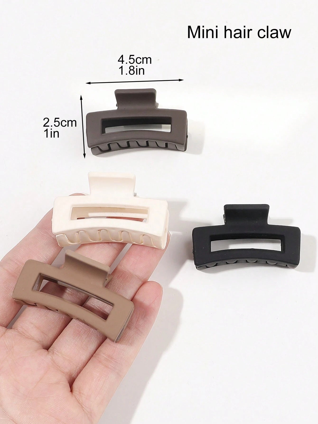 4Pcs Matte Milk Tea Color 4.5Cm Square Hollow Cute Hair Clips, Small Matte Beach Style Accessories for Autumn/Winter Hair Claws Claw Clips Hair Jaw Clip Hair Clamps Hair Clutch Hair Catcher Clip