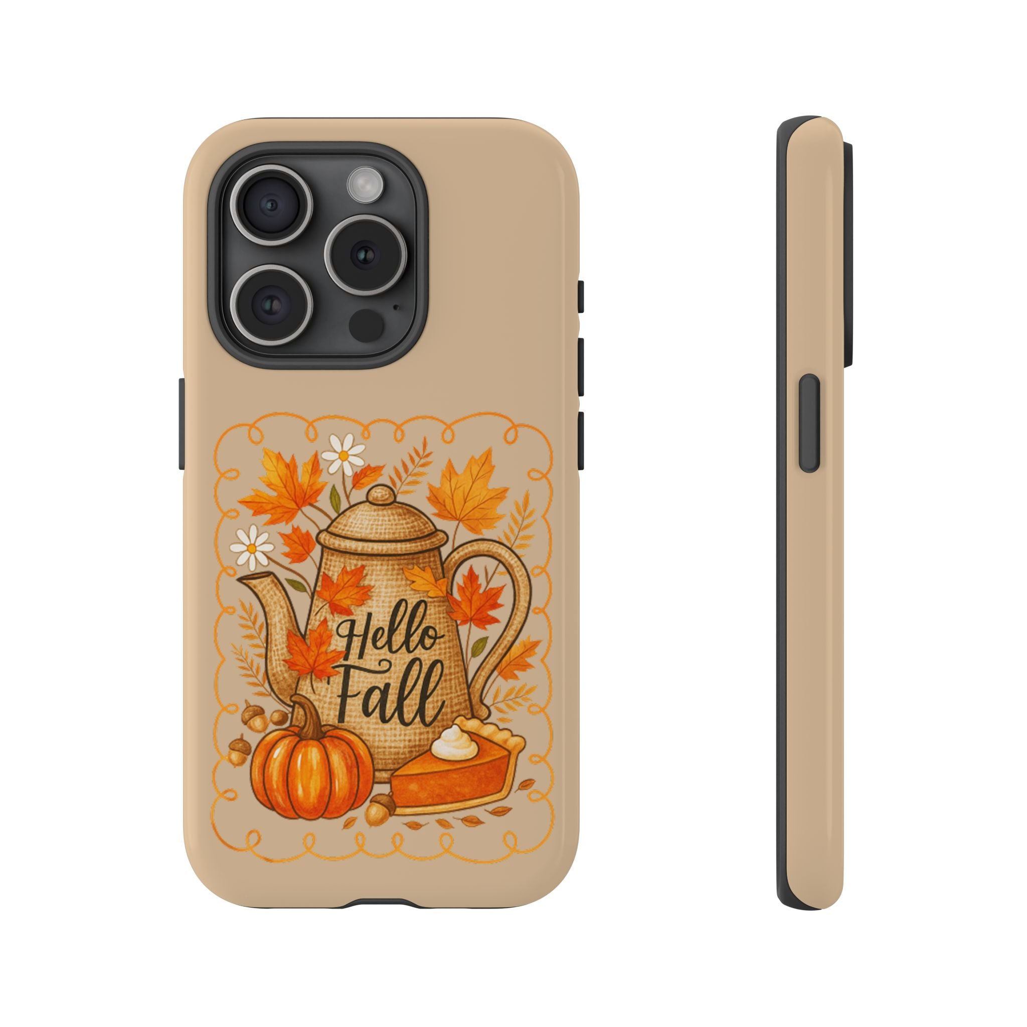Fall-Themed Phone Case, Autumn Decor Case, Hello Fall Phone Cover, Gift for Her, Seasonal Mobile Accessory