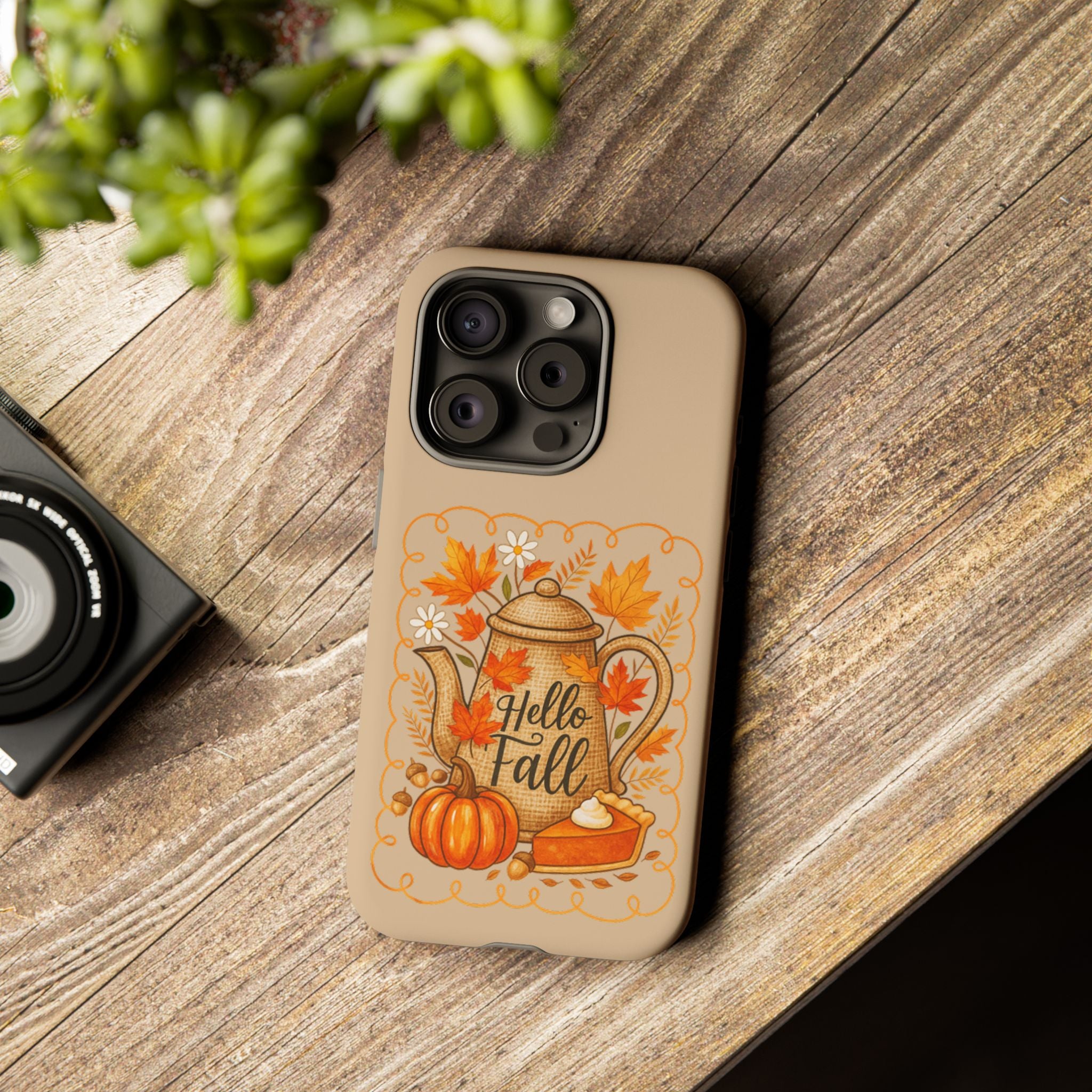 Fall-Themed Phone Case, Autumn Decor Case, Hello Fall Phone Cover, Gift for Her, Seasonal Mobile Accessory