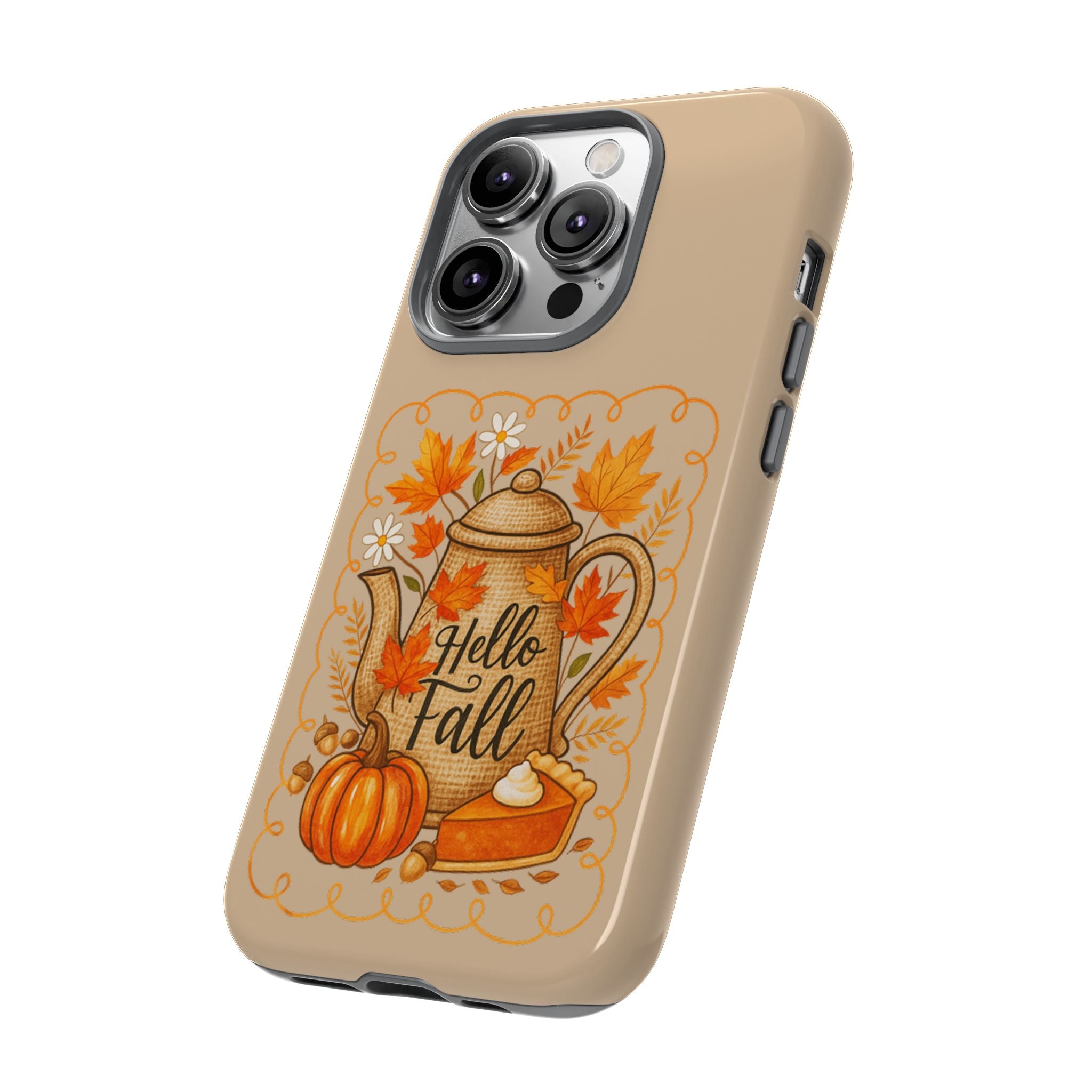Fall-Themed Phone Case, Autumn Decor Case, Hello Fall Phone Cover, Gift for Her, Seasonal Mobile Accessory