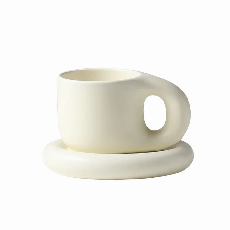 Ceramic Mug with Saucer Coffee Cup Drinking Cups and Saucers Home Office Tea Cup Coffee Cups Korean Mug Ceramic Plate