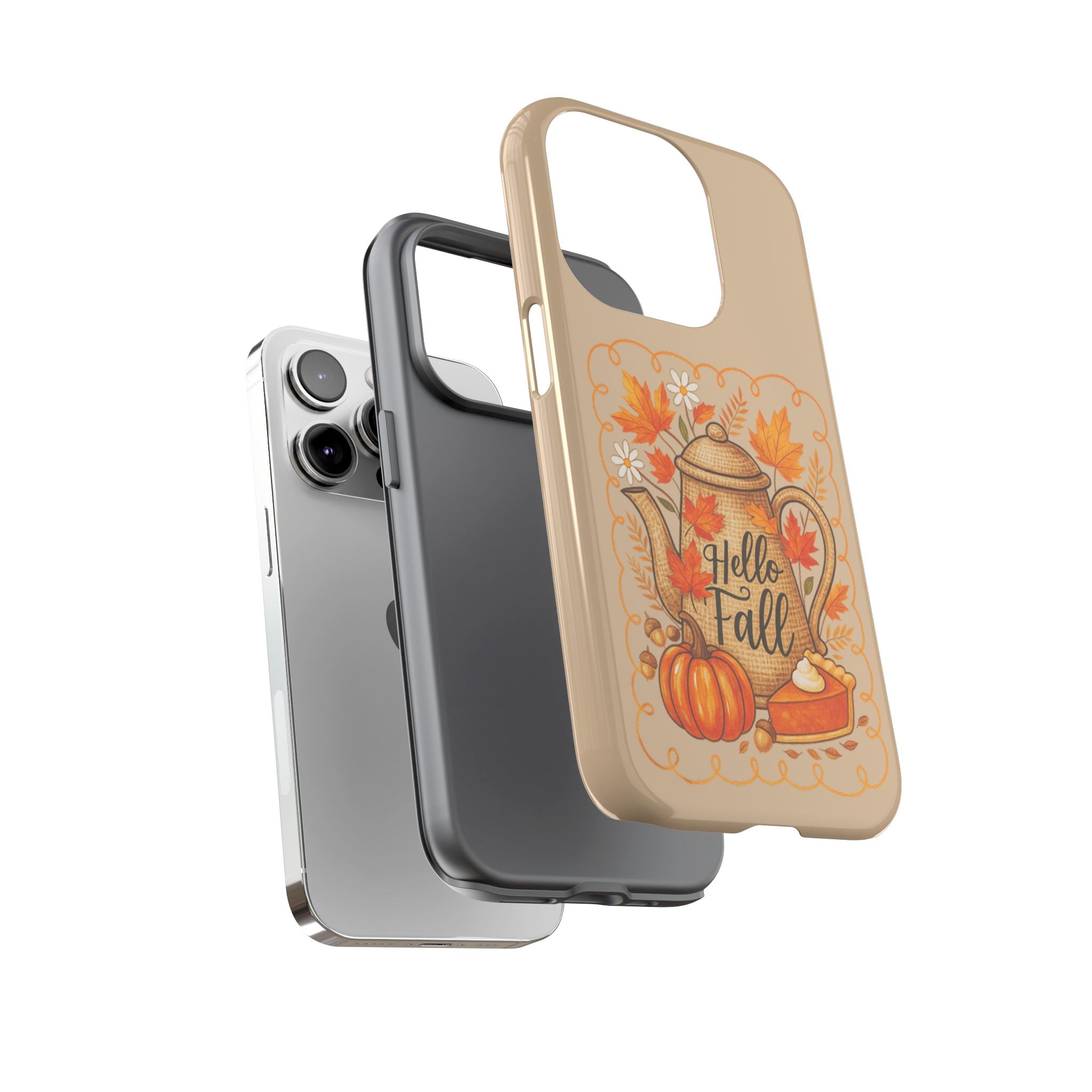 Fall-Themed Phone Case, Autumn Decor Case, Hello Fall Phone Cover, Gift for Her, Seasonal Mobile Accessory