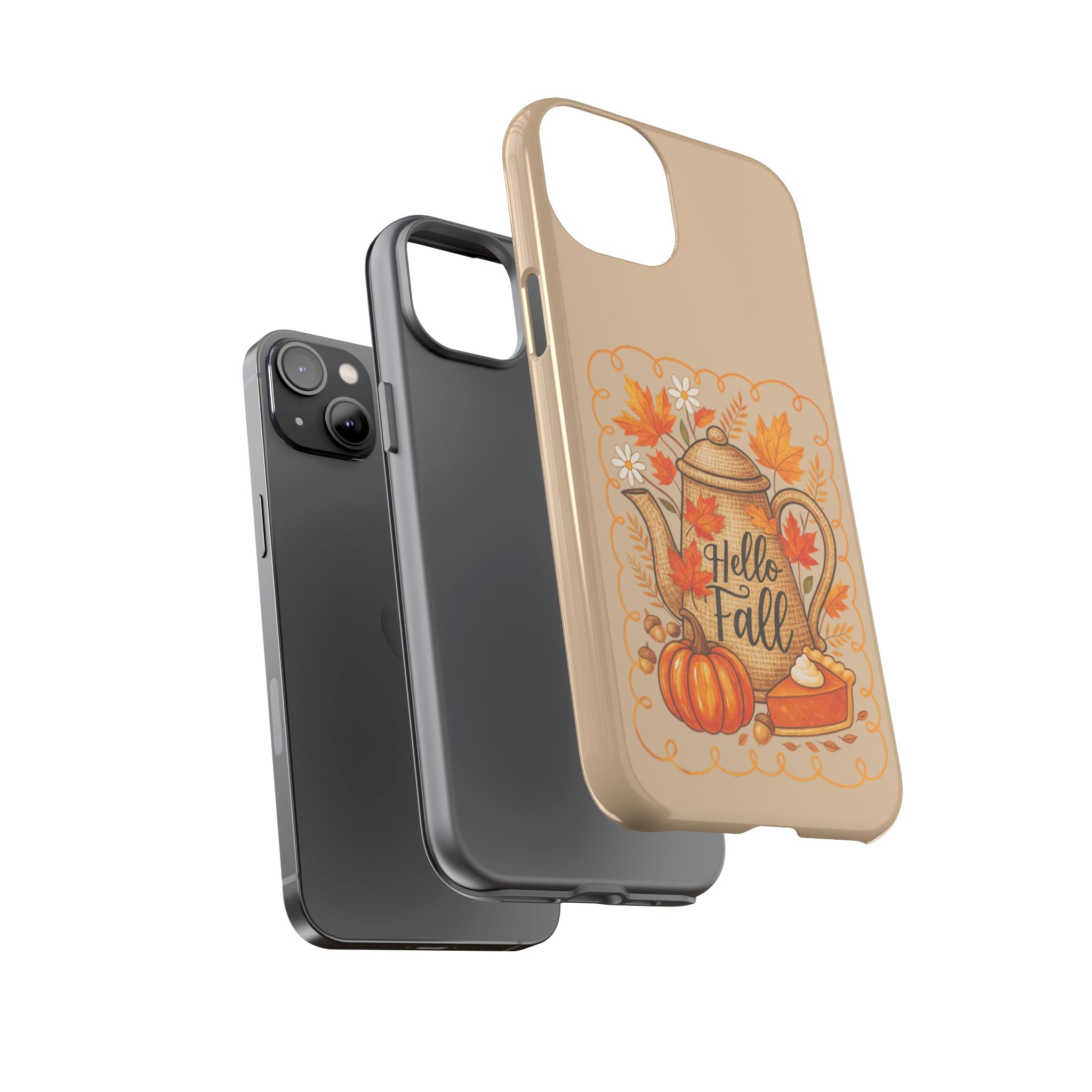 Fall-Themed Phone Case, Autumn Decor Case, Hello Fall Phone Cover, Gift for Her, Seasonal Mobile Accessory