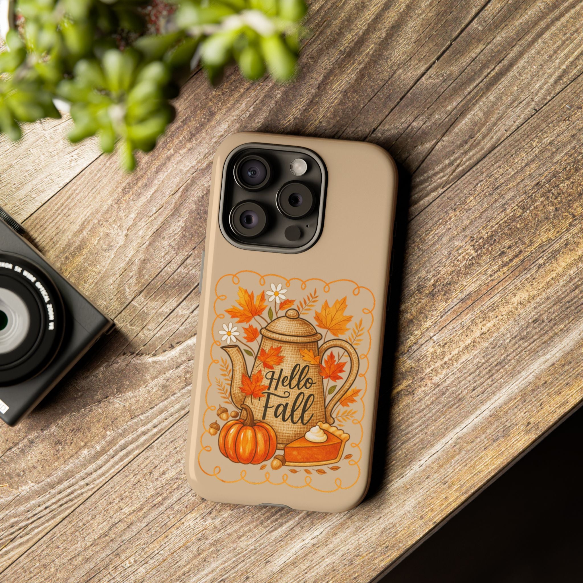 Fall-Themed Phone Case, Autumn Decor Case, Hello Fall Phone Cover, Gift for Her, Seasonal Mobile Accessory