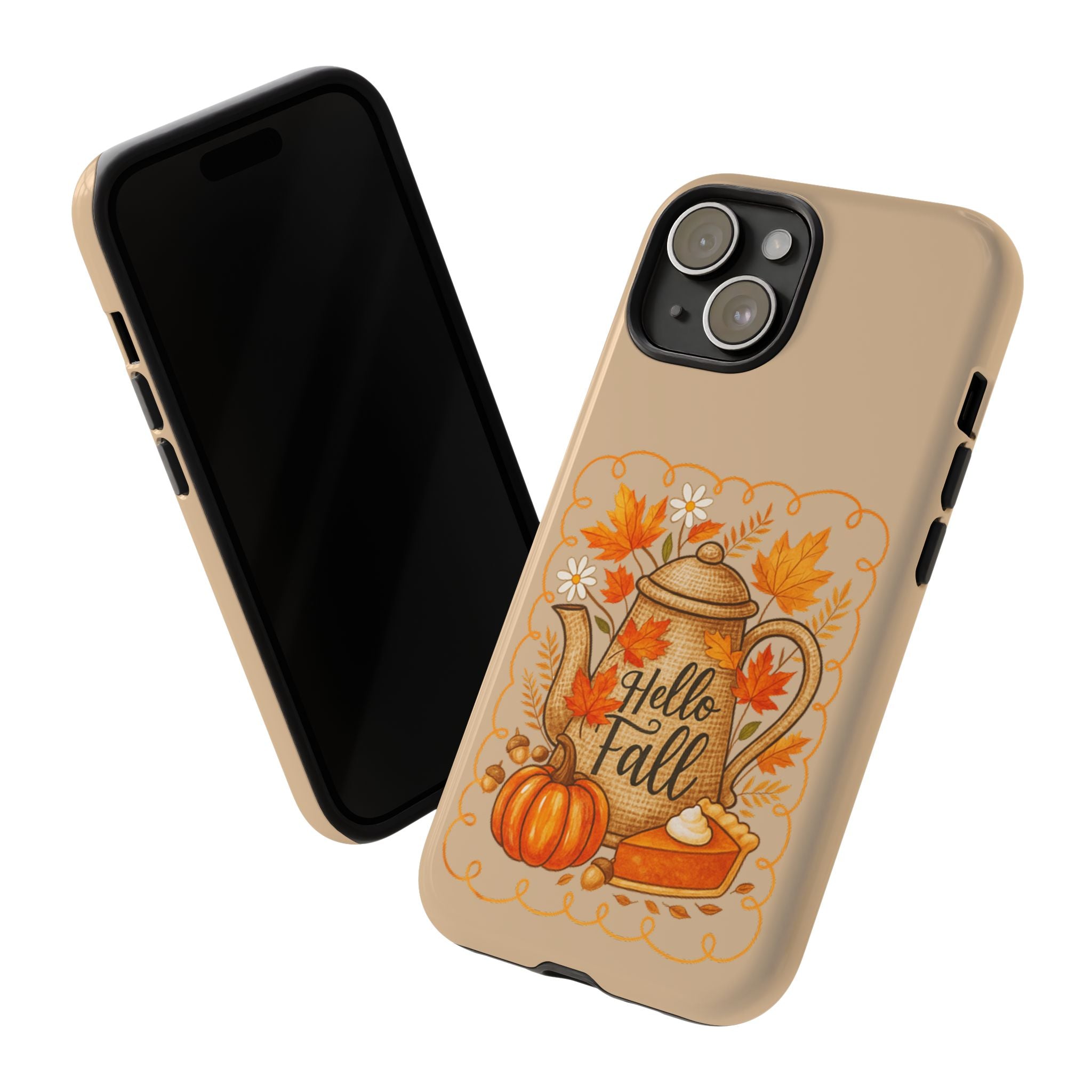 Fall-Themed Phone Case, Autumn Decor Case, Hello Fall Phone Cover, Gift for Her, Seasonal Mobile Accessory