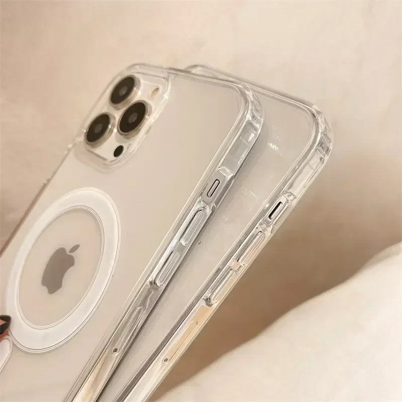 Vanuoxin Original Clear for Magsafe Magnetic Wireless Charging Animation Phone Case for  15 14 13 12 11 Pro Max Cover Case