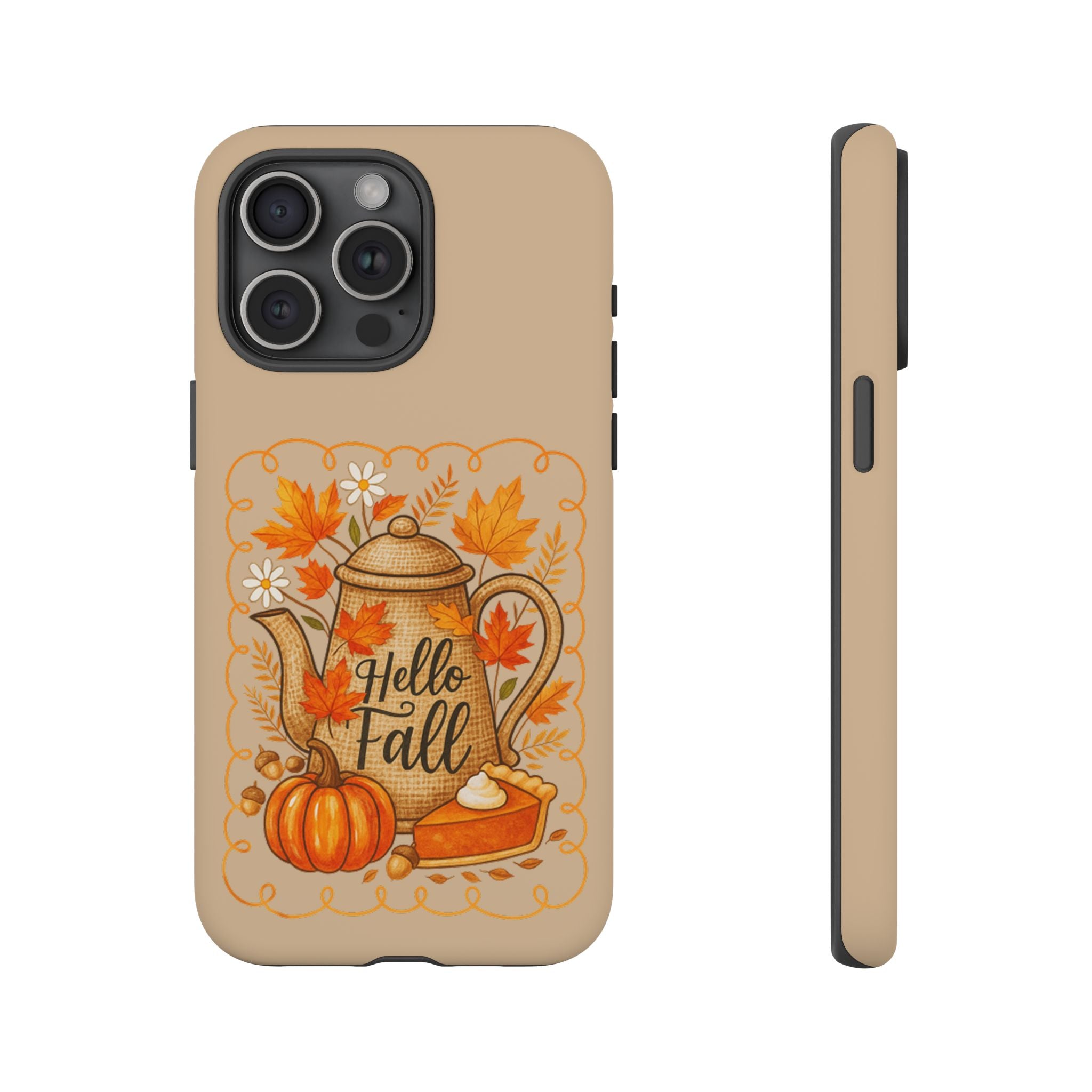 Fall-Themed Phone Case, Autumn Decor Case, Hello Fall Phone Cover, Gift for Her, Seasonal Mobile Accessory