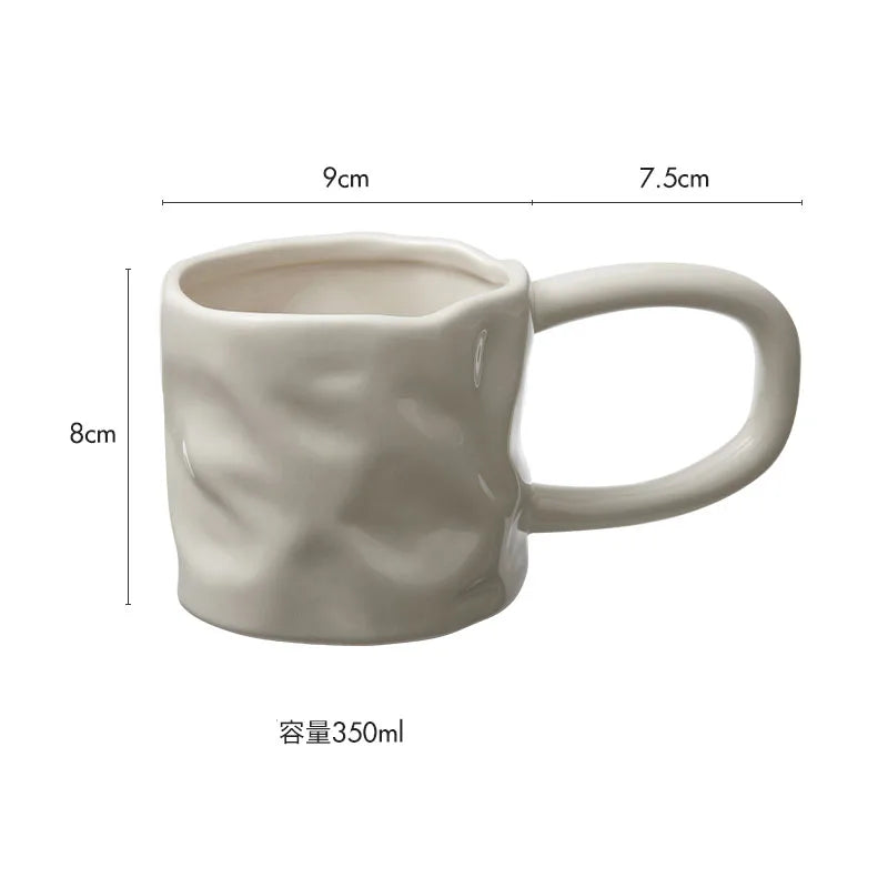 Creative Irregular Ceramic Mug Office Large Handle Coffee Mug Milk Cup Breakfast Cup Household Couple Water Cups Milk Tea Cup
