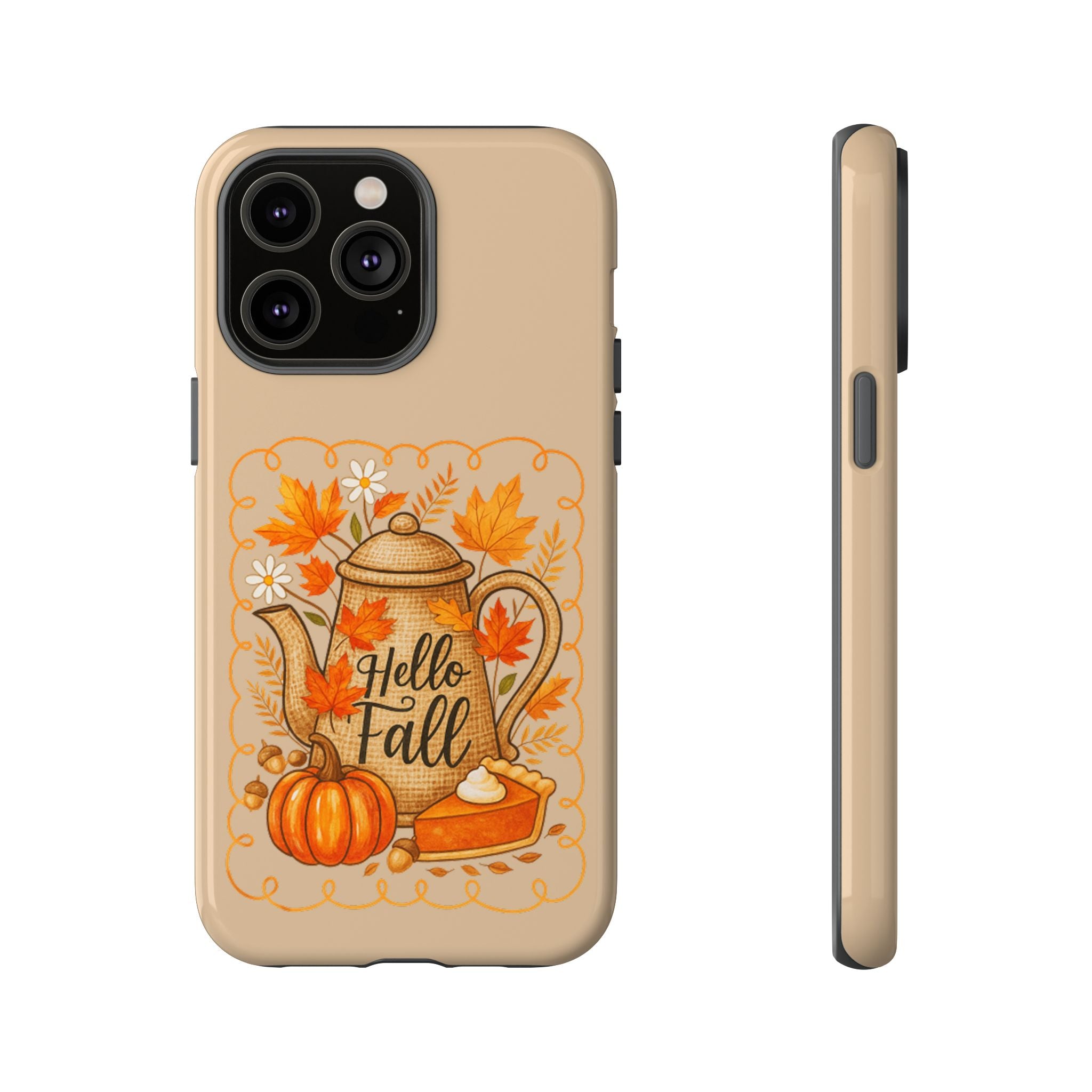 Fall-Themed Phone Case, Autumn Decor Case, Hello Fall Phone Cover, Gift for Her, Seasonal Mobile Accessory