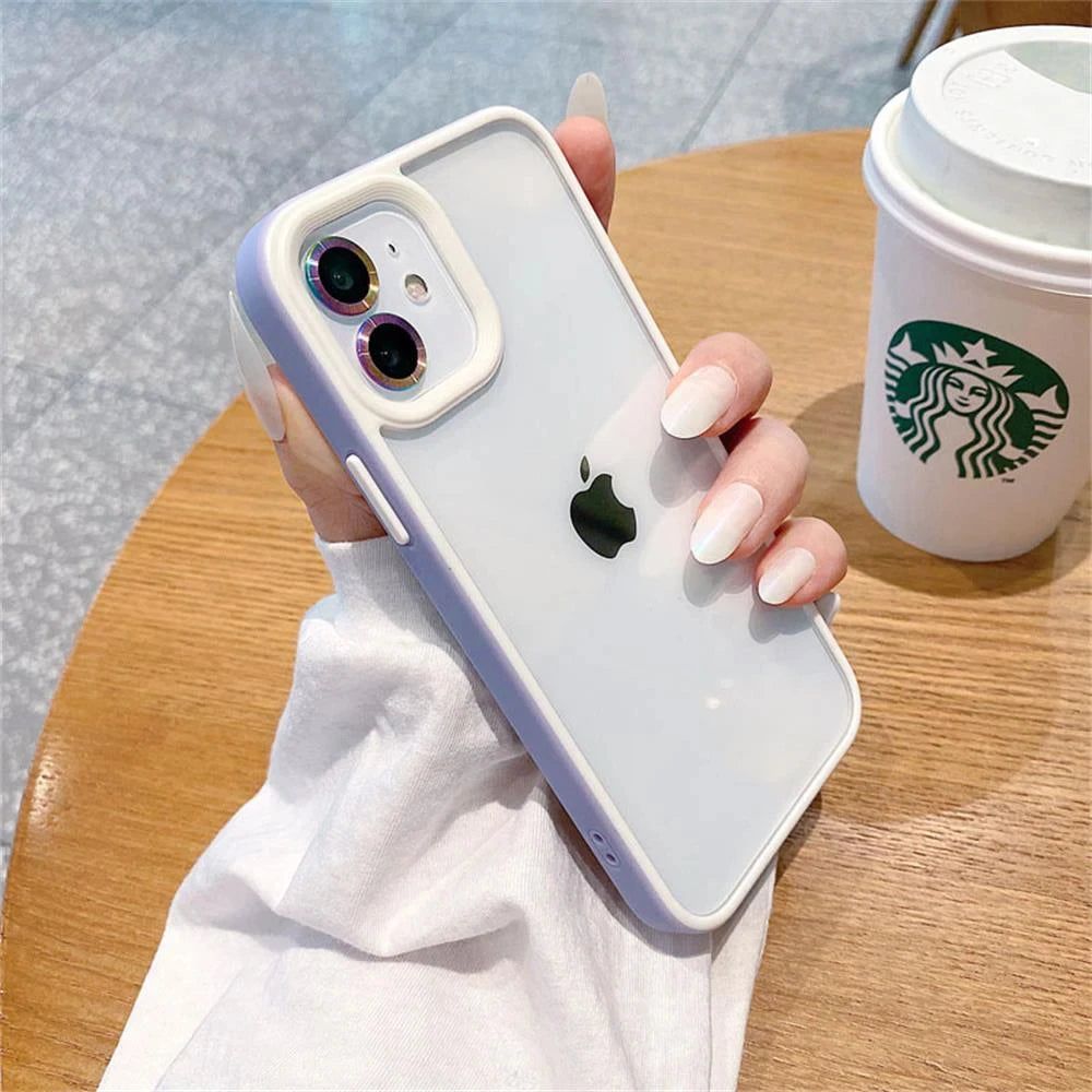 Luxury Transparent Candy Frame Case for Apple Iphone 15 14 13 12 11 Pro Max Shockproof Bumper Clear Back Cover Phone Accessories