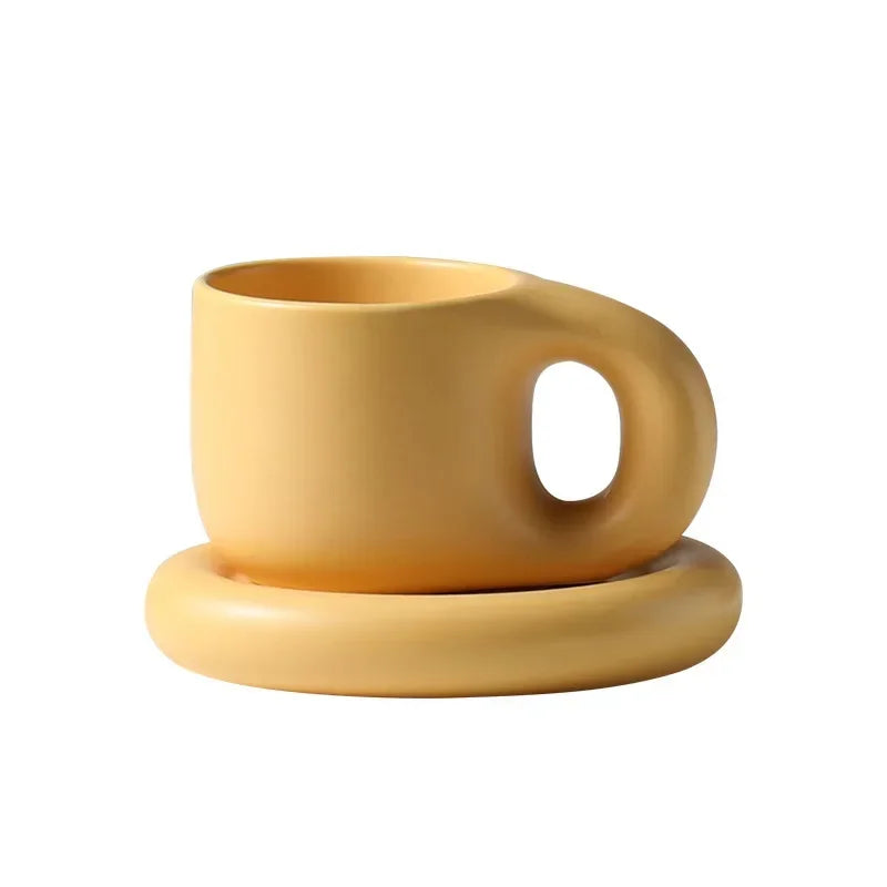 Ceramic Mug with Saucer Coffee Cup Drinking Cups and Saucers Home Office Tea Cup Coffee Cups Korean Mug Ceramic Plate