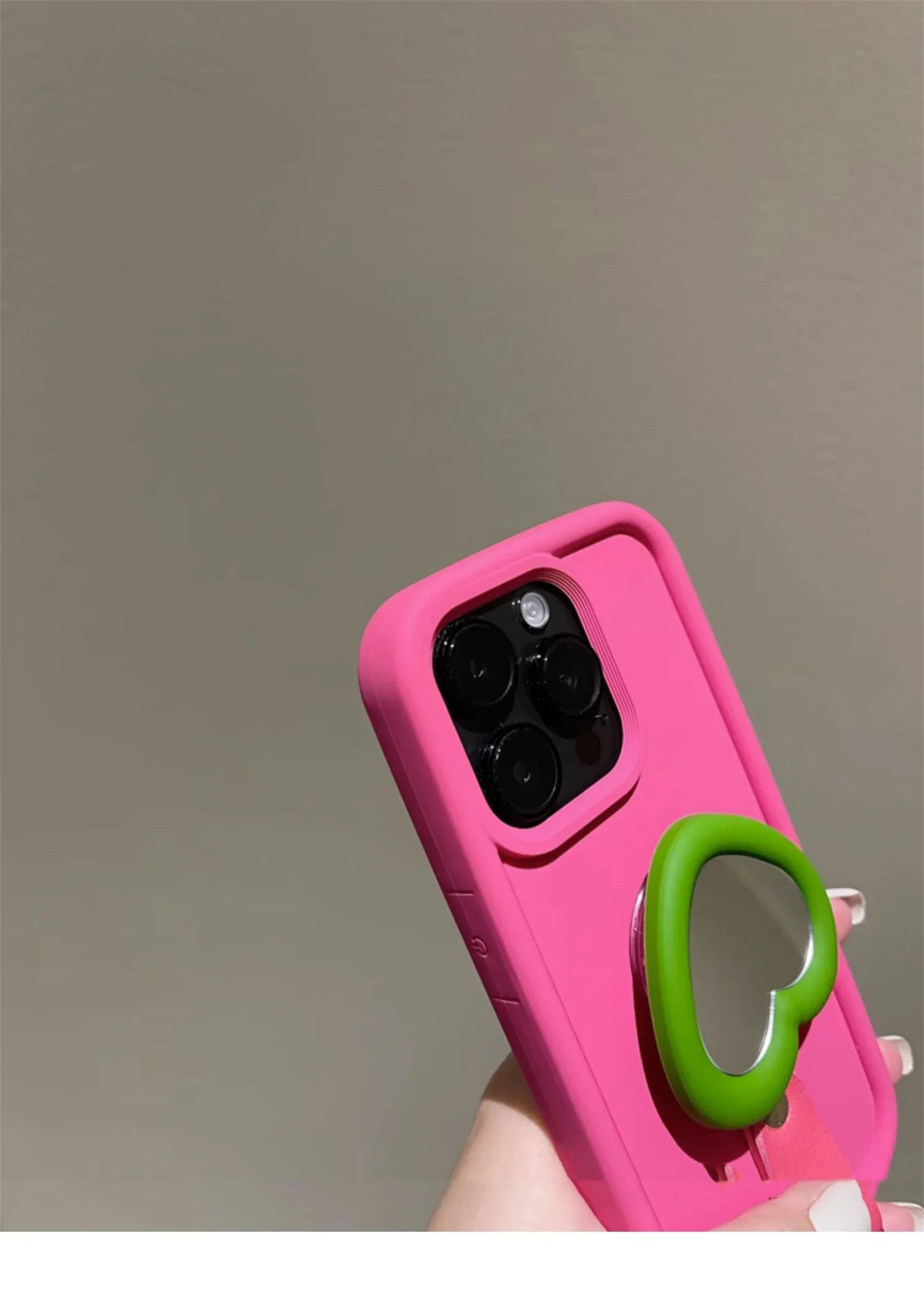 Love Mirror Stand Portable Anti-Lost Hand Strap Simple Phone Case for Iphone 15 14 13 12 11 Pro Max 7 8 plus Shockproof Case
