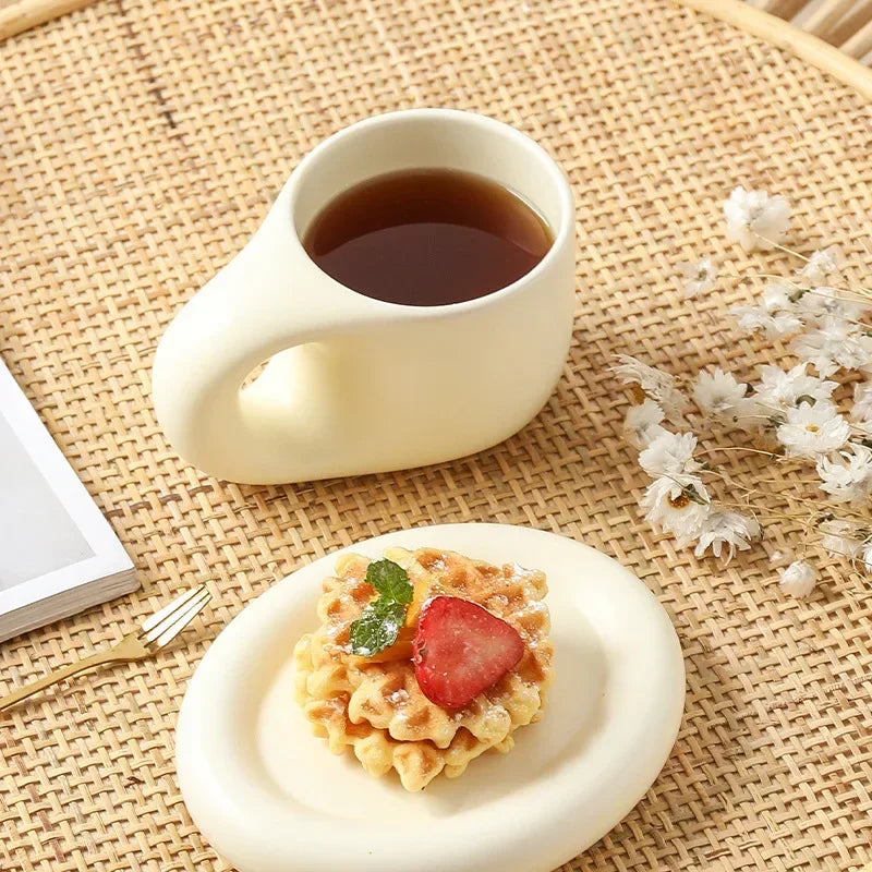Ceramic Mug with Saucer Coffee Cup Drinking Cups and Saucers Home Office Tea Cup Coffee Cups Korean Mug Ceramic Plate