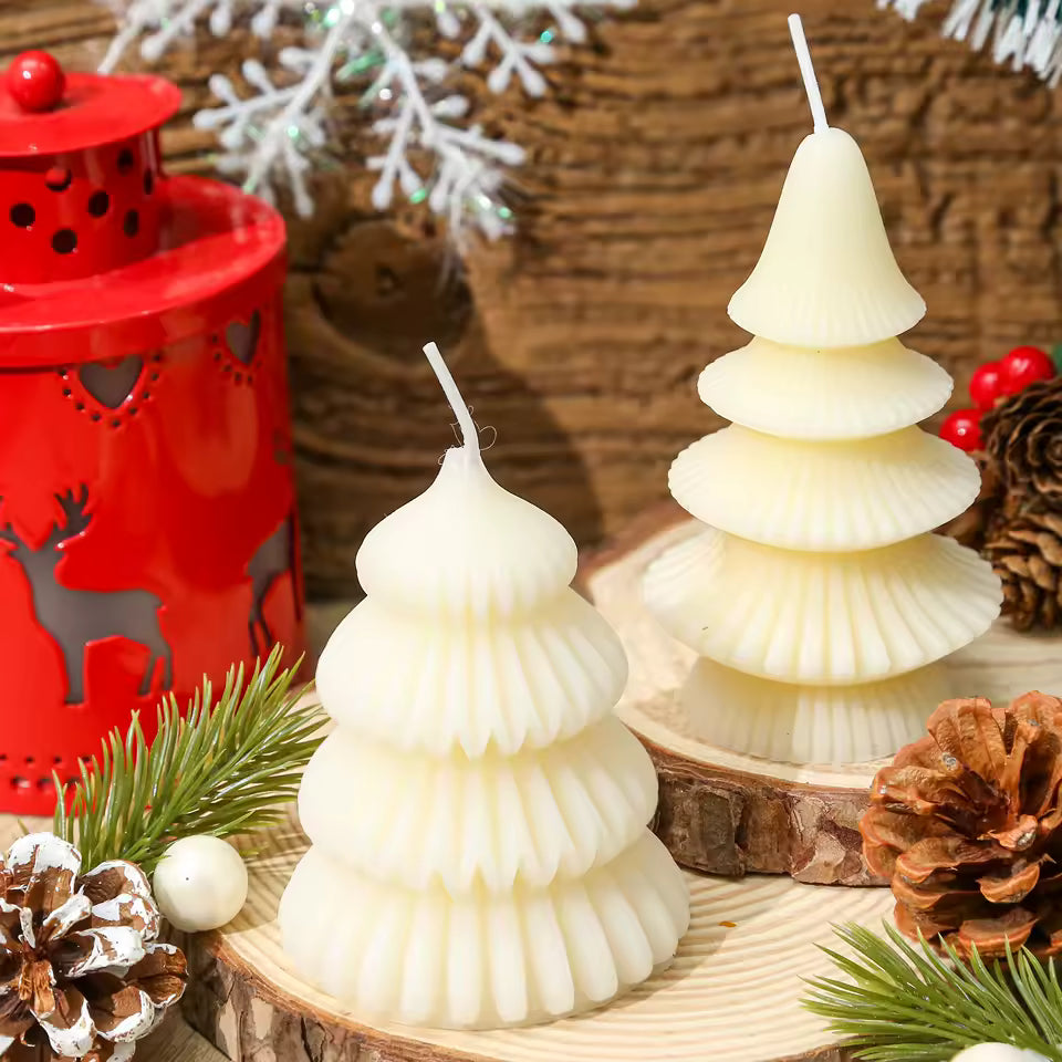 2pc Christmas Tree White Candles