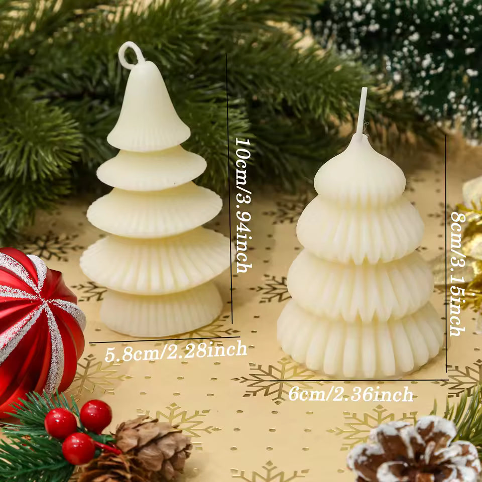 2pc Christmas Tree White Candles