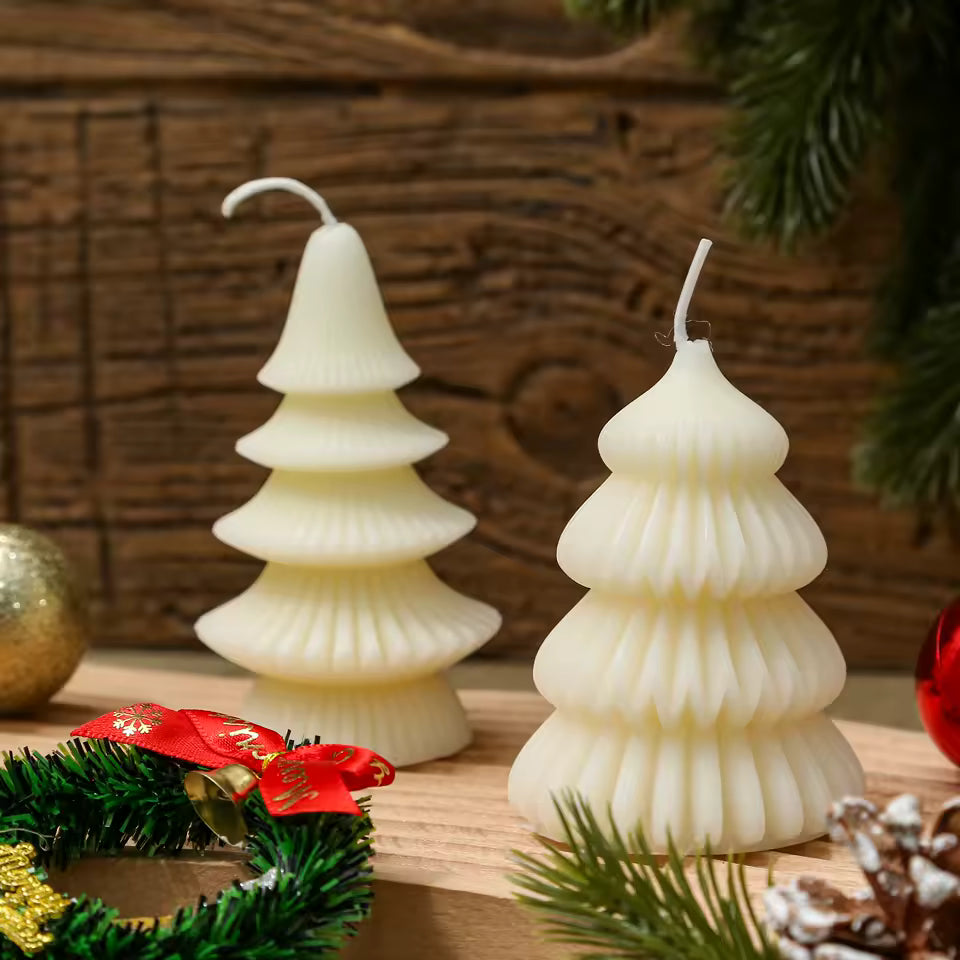 2pc Christmas Tree White Candles
