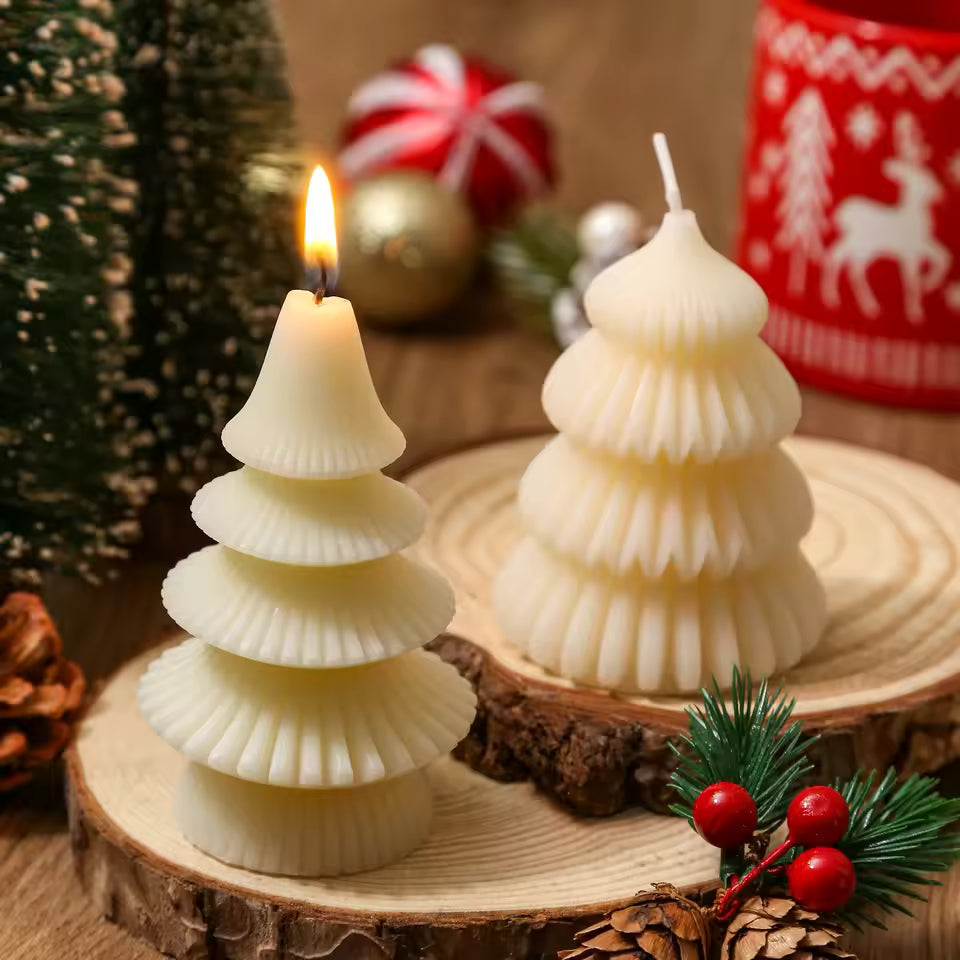 2pc Christmas Tree White Candles