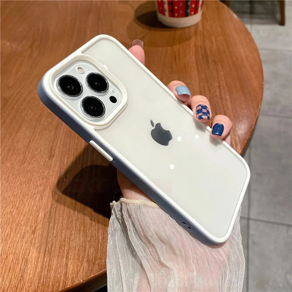 Luxury Transparent Candy Frame Case for Apple Iphone 15 14 13 12 11 Pro Max Shockproof Bumper Clear Back Cover Phone Accessories