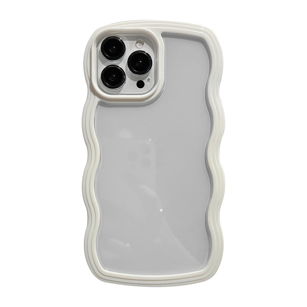 Wave Border Mobile Phone Case Solid Color Simple Candy Color