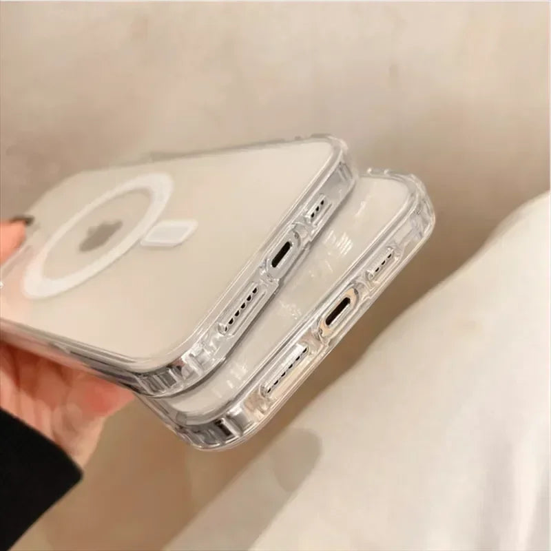 Vanuoxin Original Clear for Magsafe Magnetic Wireless Charging Animation Phone Case for  15 14 13 12 11 Pro Max Cover Case