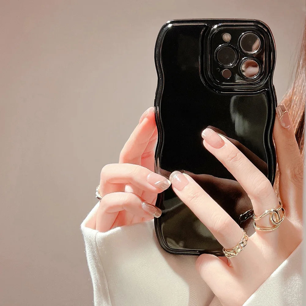 New Men Women Wave Phone Case for Iphone 12 13 14 15 16 Pro Max Shockproof Dissipate Heat Silicone Soft Cases Protective Shell