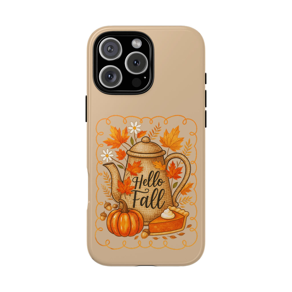 Fall-Themed Phone Case, Autumn Decor Case, Hello Fall Phone Cover, Gift for Her, Seasonal Mobile Accessory
