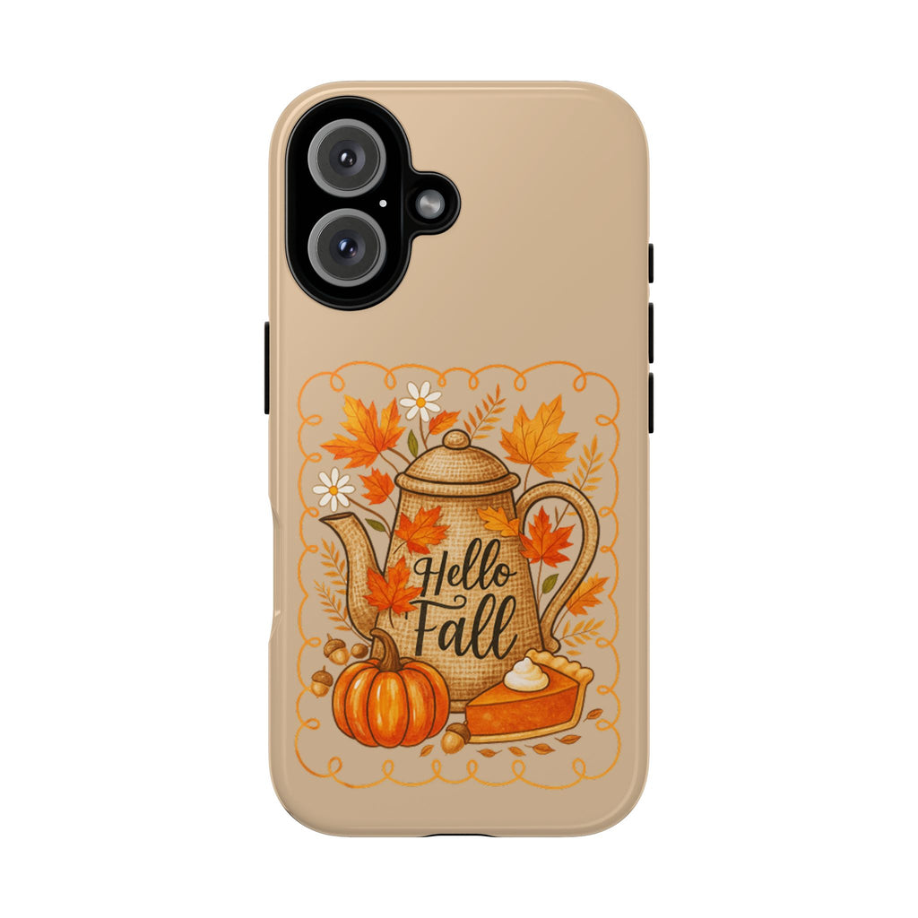 Fall-Themed Phone Case, Autumn Decor Case, Hello Fall Phone Cover, Gift for Her, Seasonal Mobile Accessory