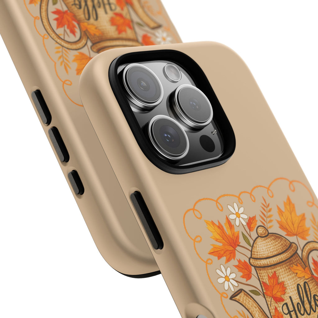 Fall-Themed Phone Case, Autumn Decor Case, Hello Fall Phone Cover, Gift for Her, Seasonal Mobile Accessory