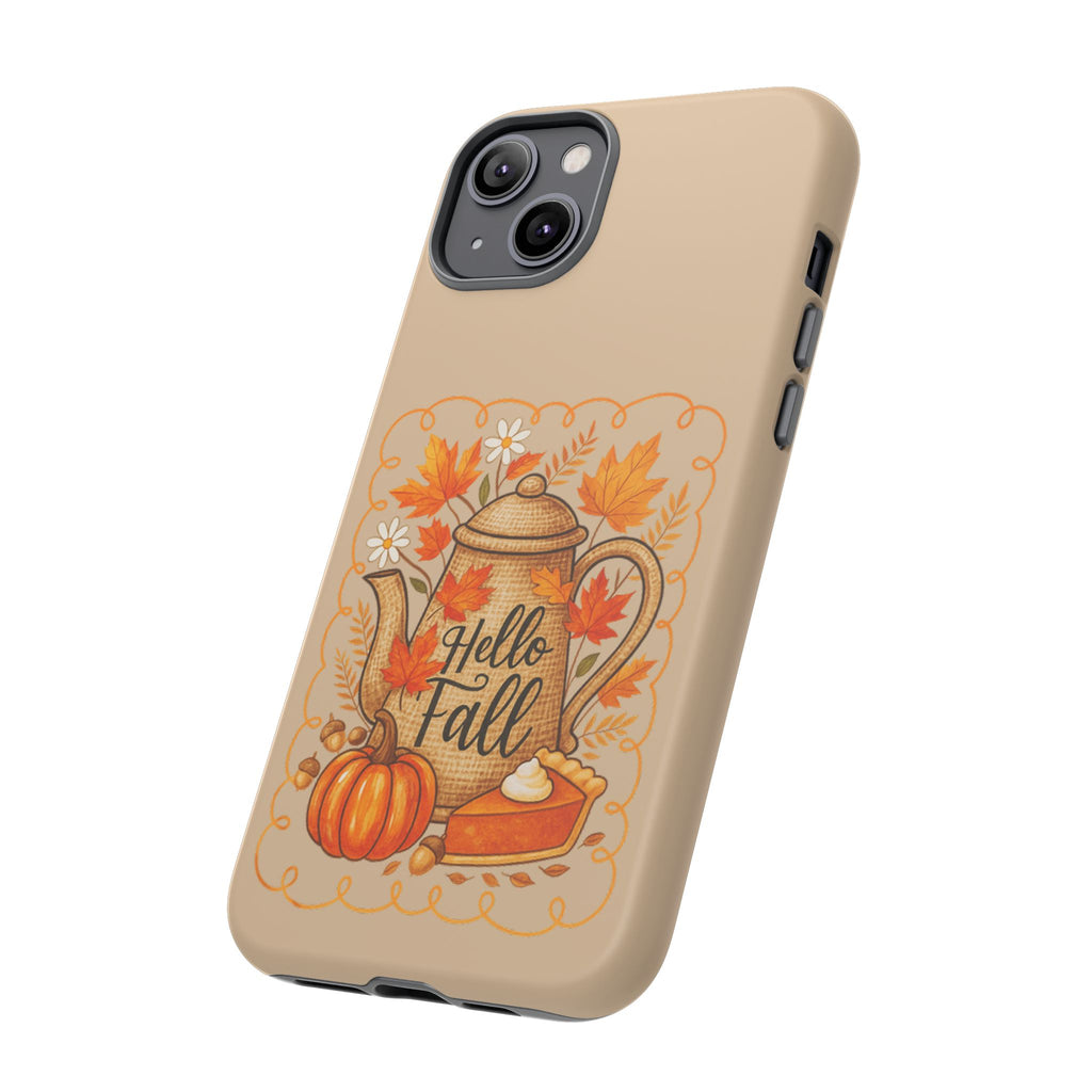 Fall-Themed Phone Case, Autumn Decor Case, Hello Fall Phone Cover, Gift for Her, Seasonal Mobile Accessory