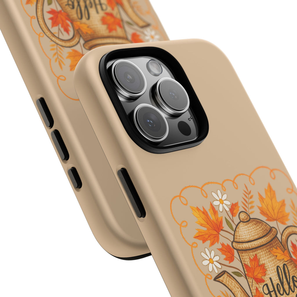 Fall-Themed Phone Case, Autumn Decor Case, Hello Fall Phone Cover, Gift for Her, Seasonal Mobile Accessory