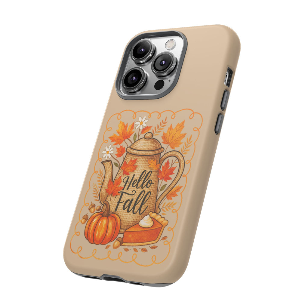 Fall-Themed Phone Case, Autumn Decor Case, Hello Fall Phone Cover, Gift for Her, Seasonal Mobile Accessory