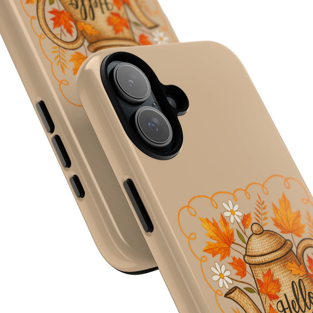 Fall-Themed Phone Case, Autumn Decor Case, Hello Fall Phone Cover, Gift for Her, Seasonal Mobile Accessory