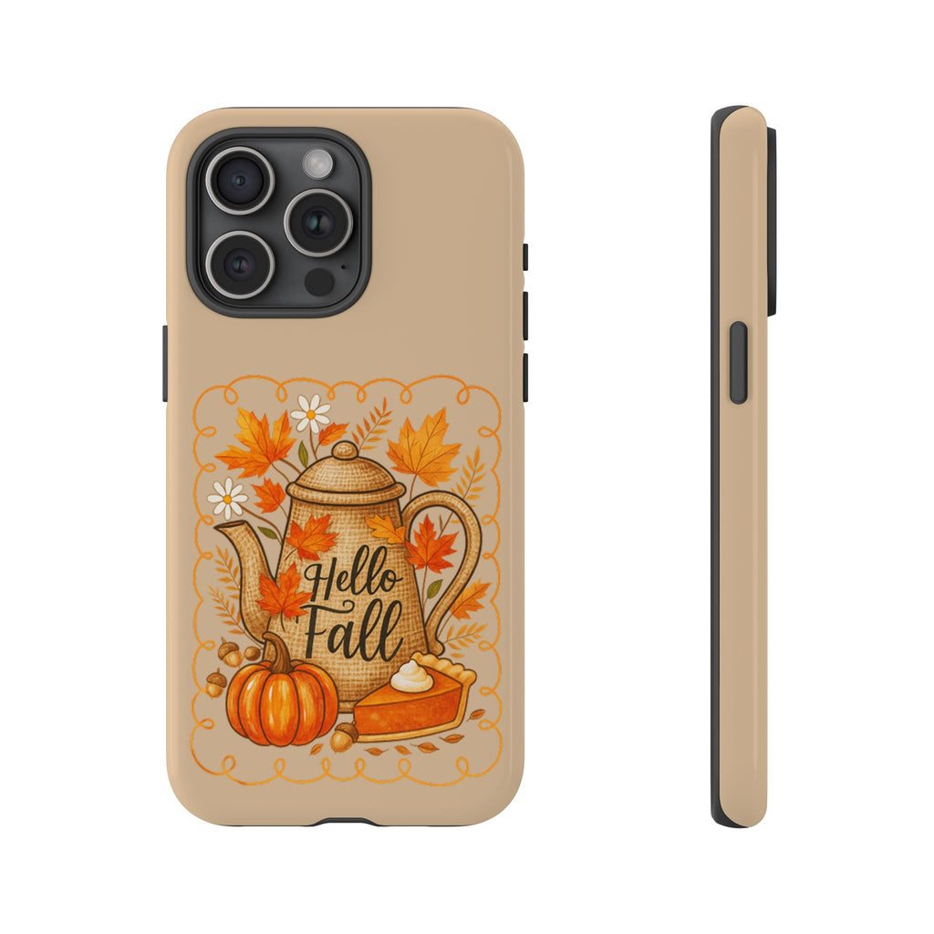 Fall-Themed Phone Case, Autumn Decor Case, Hello Fall Phone Cover, Gift for Her, Seasonal Mobile Accessory