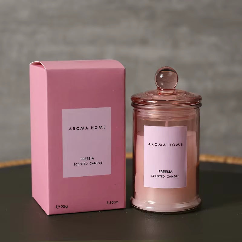 Ins Style Vintage Glass Jar Scented Candle Essential Oils Soy Wax Candle Aromatherapy Home Decoration Birthday Xmas Gift