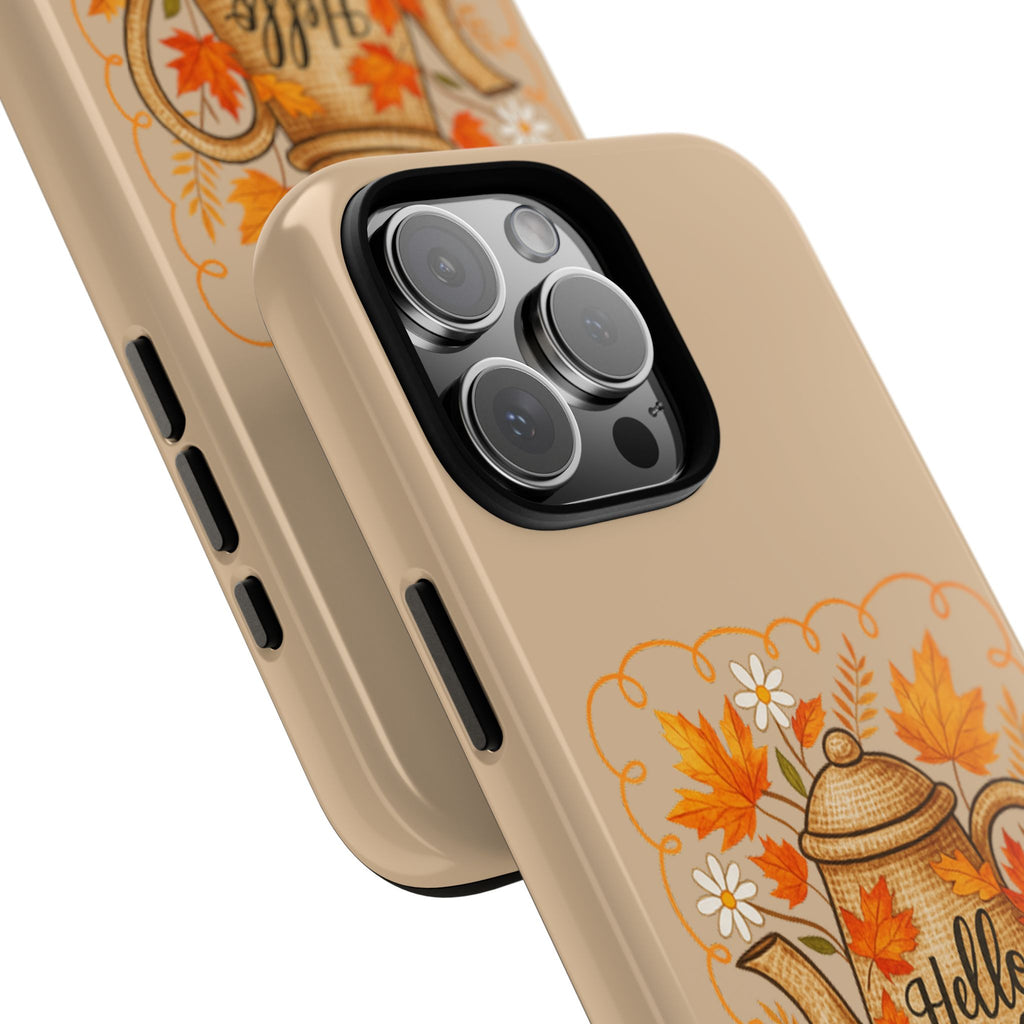 Fall-Themed Phone Case, Autumn Decor Case, Hello Fall Phone Cover, Gift for Her, Seasonal Mobile Accessory