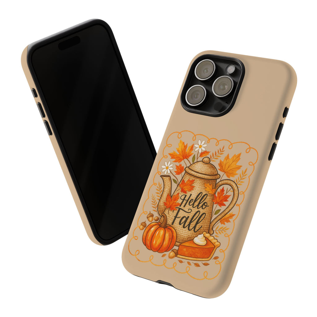 Fall-Themed Phone Case, Autumn Decor Case, Hello Fall Phone Cover, Gift for Her, Seasonal Mobile Accessory