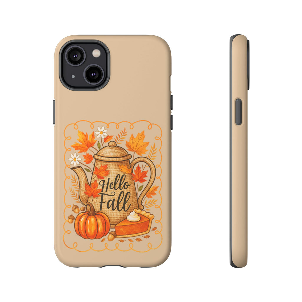 Fall-Themed Phone Case, Autumn Decor Case, Hello Fall Phone Cover, Gift for Her, Seasonal Mobile Accessory