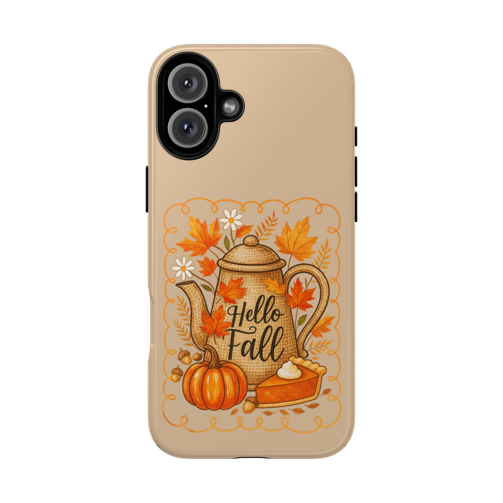 Fall-Themed Phone Case, Autumn Decor Case, Hello Fall Phone Cover, Gift for Her, Seasonal Mobile Accessory