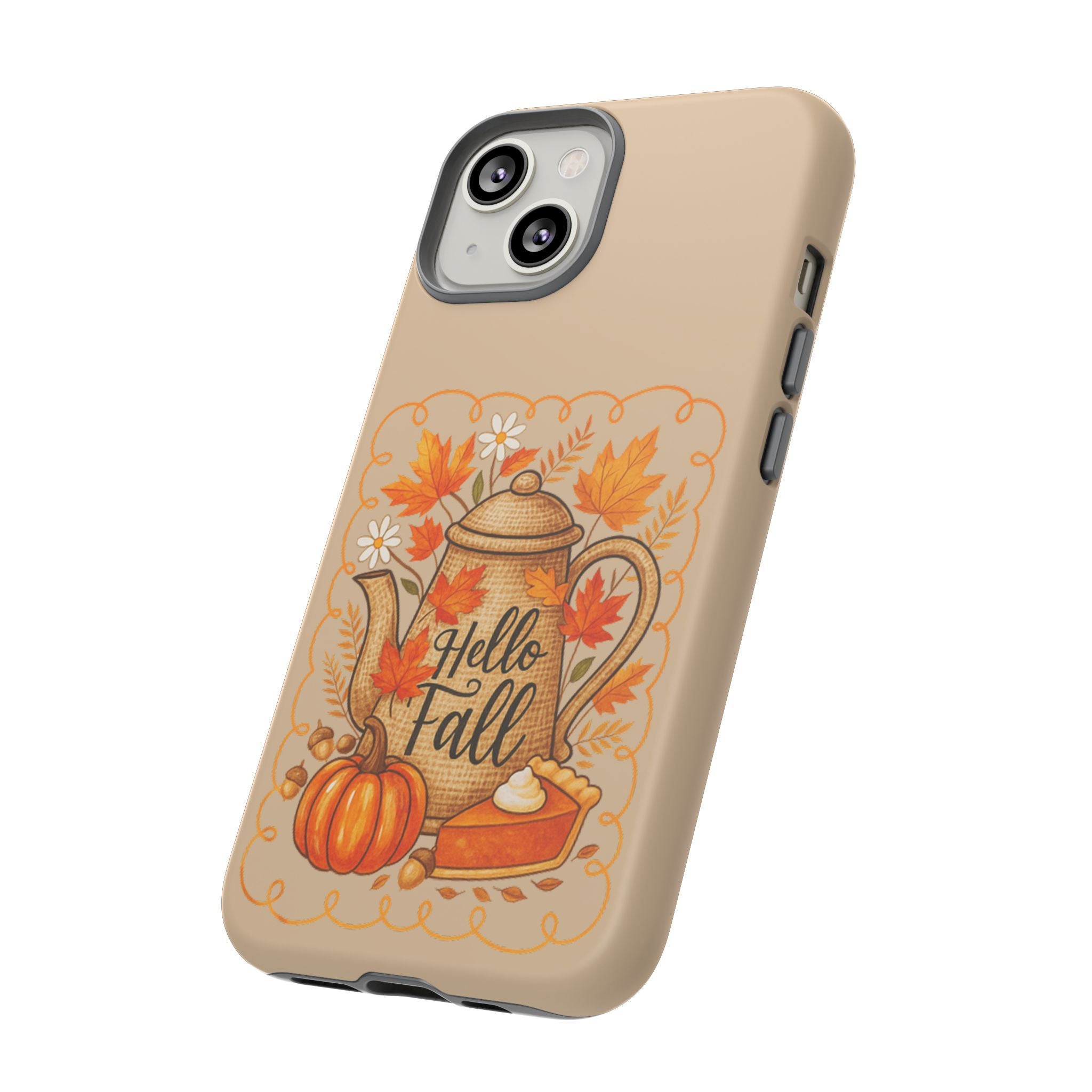 Fall-Themed Phone Case, Autumn Decor Case, Hello Fall Phone Cover, Gift for Her, Seasonal Mobile Accessory