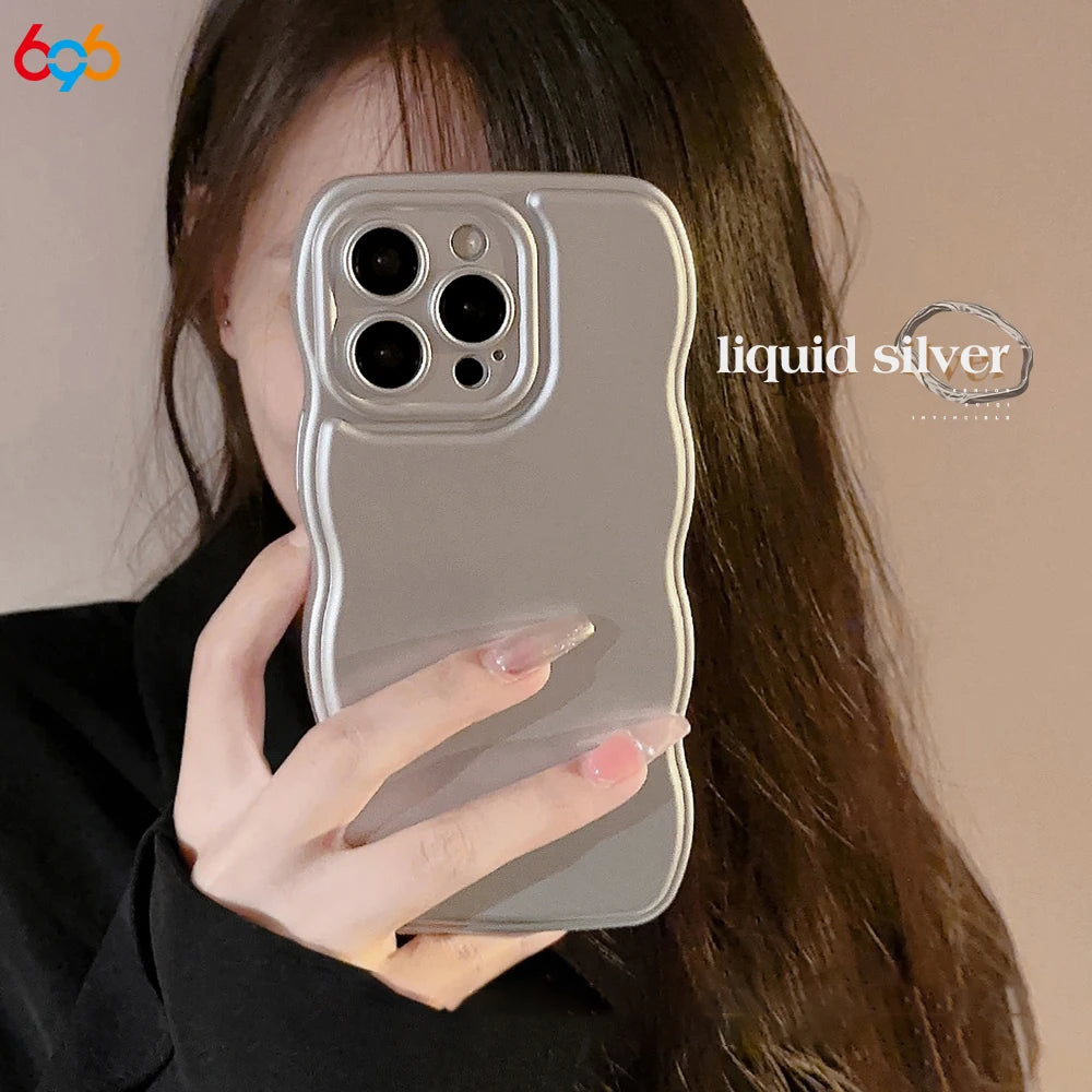 New Men Women Wave Phone Case for Iphone 12 13 14 15 16 Pro Max Shockproof Dissipate Heat Silicone Soft Cases Protective Shell