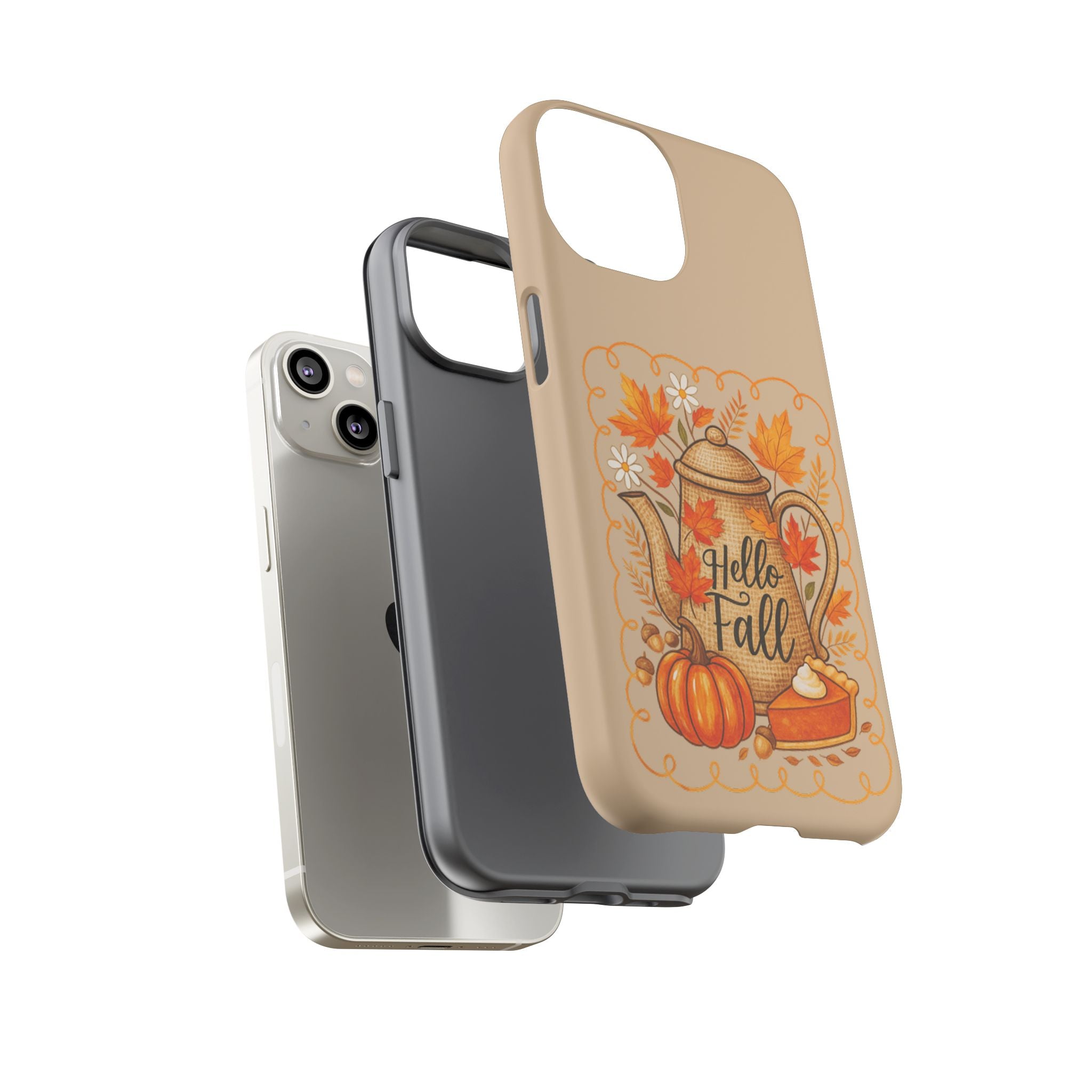 Fall-Themed Phone Case, Autumn Decor Case, Hello Fall Phone Cover, Gift for Her, Seasonal Mobile Accessory