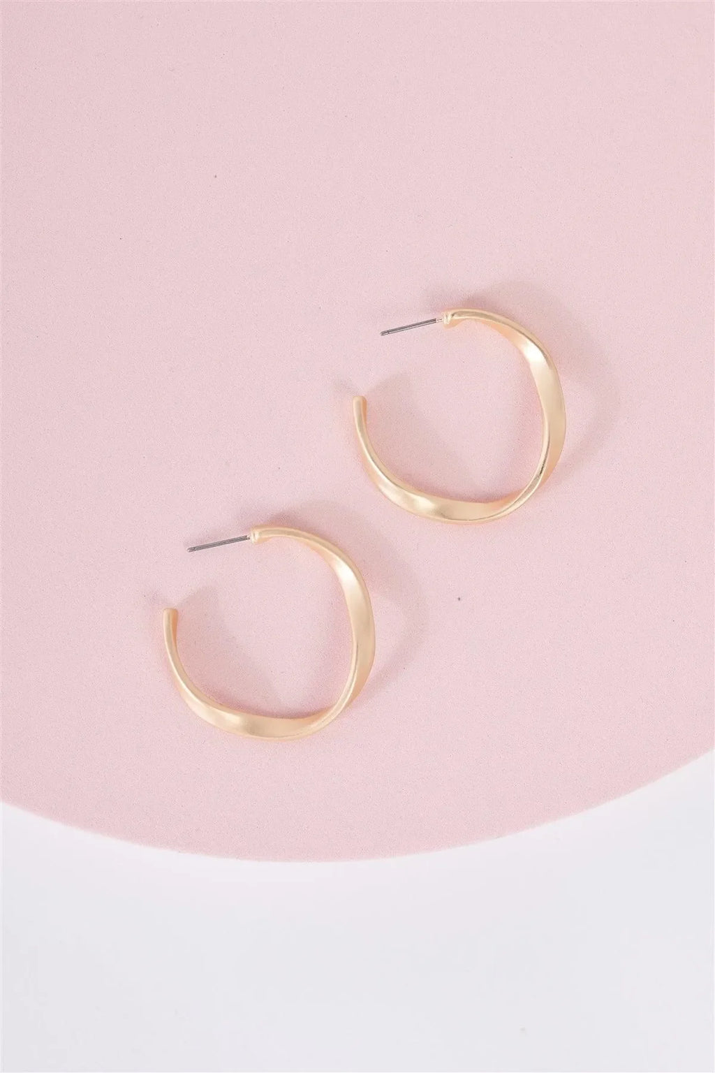 Matte Gold Twisted Circular Earrings