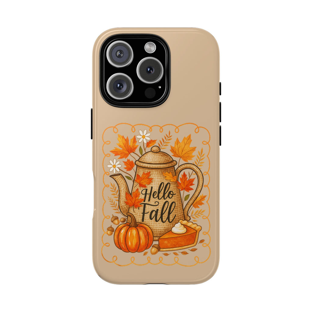 Fall-Themed Phone Case, Autumn Decor Case, Hello Fall Phone Cover, Gift for Her, Seasonal Mobile Accessory
