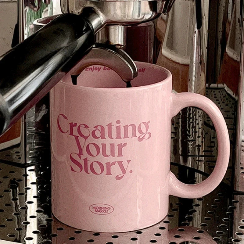 Pink Romantic English Ceramic Mug Cream Breakfast Cup Mugs Coffee Cups Ceramic Mug