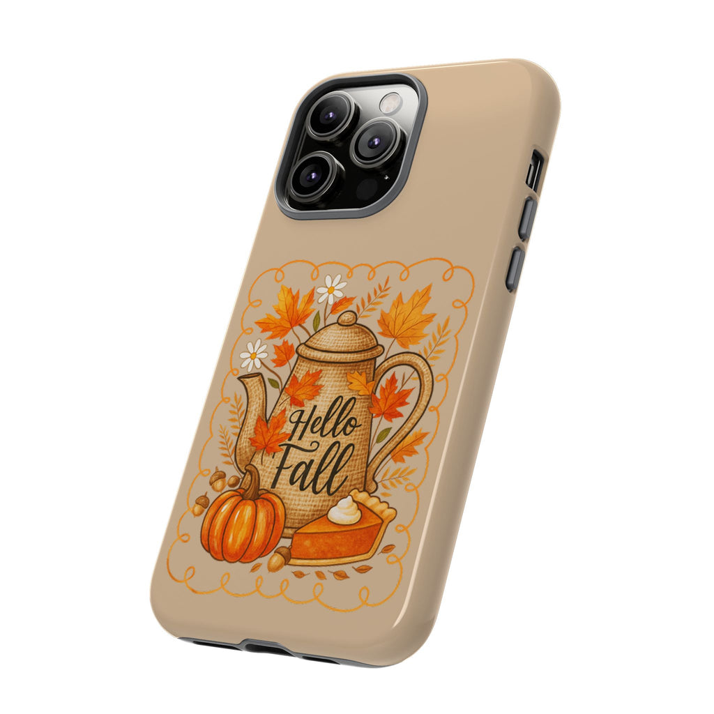 Fall-Themed Phone Case, Autumn Decor Case, Hello Fall Phone Cover, Gift for Her, Seasonal Mobile Accessory